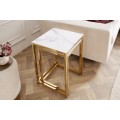 Set dvou moderních příručních stolků Gold Marbleux v provedení bílý mramor s kovovou podstavou ve zlaté barvě 55cm