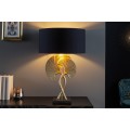 Elegantní zlatá stolní lampa Miserei s konstrukcí ve tvaru listů ginka as černým stínítkem