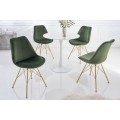 Moderní art deco jídelní židle Scandinavia se zeleným čalouněním a zlatou kovovou konstrukcímodern
