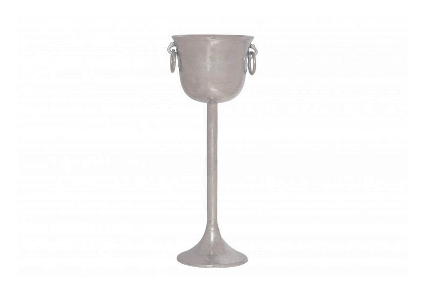 Luxusní stříbrná nádoba na chlazení šampaňského Perlea z kovu s jemným dekorativním zdobením a vysokou podstavou