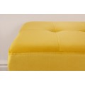 Designová moderní lavice Soreli obdélníkového tvaru se žlutým čalouněním a černýma nohama z kovu 95cm