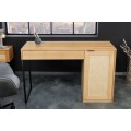 Venkovský masivní psací stůl Vierata do kanceláře z dubového dřeva se šuplíkem a dvířky z ratanu 120cm