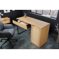 Venkovský masivní psací stůl Vierata do kanceláře z dubového dřeva se šuplíkem a dvířky z ratanu 120cm