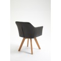 Moderní designová židle Devon s antickým šedým čalouněním as hnědým dřevěnýma nohama 83cm