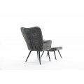 Designov&eacute; modern&iacute; křeslo Scandinavia se &scaron;edozelen&yacute;m tmav&yacute;m sametov&yacute;m čalouněn&iacute;m a čern&yacute;ma nohama 99cm