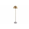 Moderní kovová stojací lampa Jaspeado v art deco stylu zlatá s tyčovitou konstrukcí a stínítkem kulatého tvaru s mramorovým bílým podstavcem