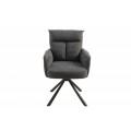 Retro designová otočná židle Dover s tmavě šedým čalouněním a černým kovovým nohama 92cm