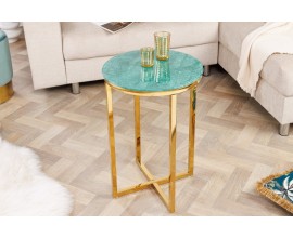 Art deco elegantní příruční stolek Elements se zlatou kovovou konstrukcí a kulatou mramorovou povrchovou deskou 40cm
