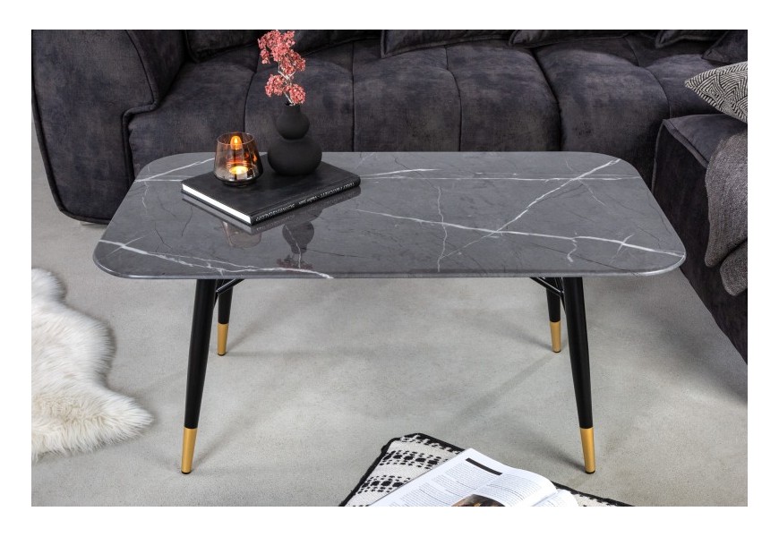 Luxusní konferenční stolek Nudy v tmavě šedém antracitovém provedení s mramorovým efektem a s černýma nohama