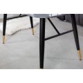 Art deco mramorový konferenční stolek Nudy v antracitovém provedení s černými kovovými nohami se zlatými prvky 110cm