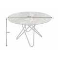 Moderní kulatý jídelní stůl Sabine s keramickou mramorovou povrchovou deskou a kovovou konstrukcí 120cm