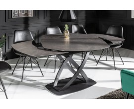 Moderní jídelní stůl Lutz v antracitové šedé barvě s keramickou deskou a kovovou konstrukcí s možností rozložení 190cm