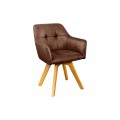Industriální stylová židle Devon do jídelny s antickým hnědým potahem a masivními hnědýma nohama