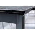 Industriální rozkladatelný jídelní stůl Marbleux s kovovými nožičkami a černo-šedou mramorovou deskou 180-240cm