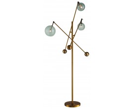 Art-deco kovová stojací lampa Vidar se třemi polohovatelnými rukojeťmi zlatá 180cm
