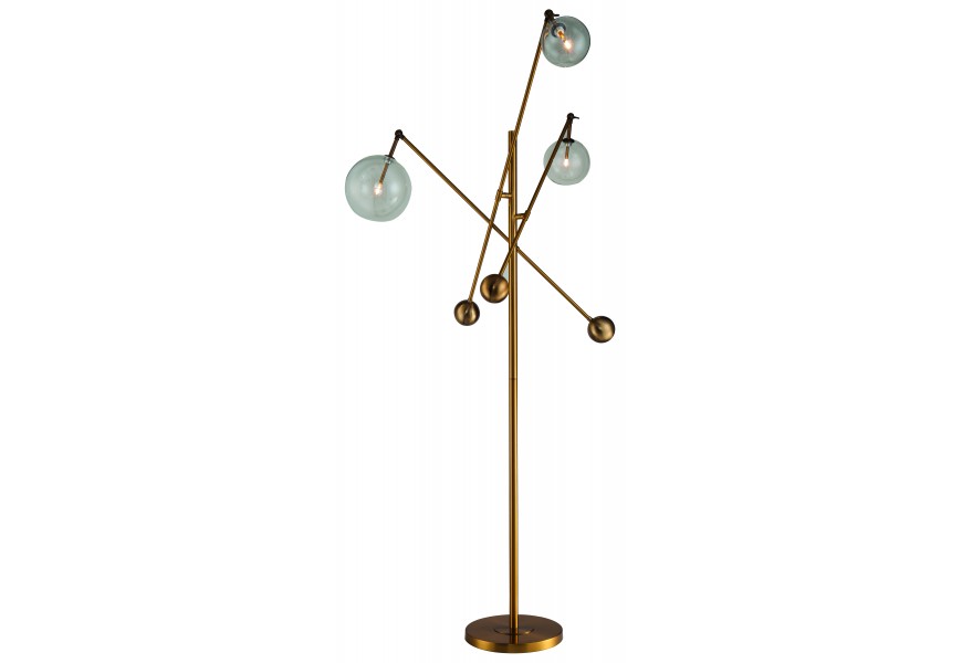 Výškově nastavitelná moderní lampa Vidar z kovu ve zlaté barvě se třemi rameny
