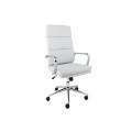 Designová polohovatelná kancelářská židle Armstrong v bílém provedení s chromovými nohama na kolečkách 106-113cm