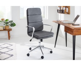 Moderní kancelářská židle Armstrong s šedým textilním čalouněním a chromovou konstrukcí na kolečkách 106-113cm