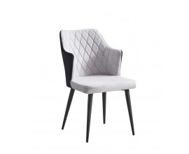 Stylová moderní židle Brilia s šedým textilním čalouněním a černýma nohama z kovu 84cm