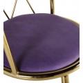 Art-deco kulatá židle Brilia se zlatou konstrukcí a fialovým čalouněním 75cm