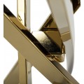Art deco konzole Brilia s překříženýma nohama zlaté barvy a skleněnou povrchovou deskou 120cm