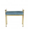 Elegantní glamour lavice Brilia se zlatou chromovou konstrukcí a modrým čalouněním 60cm