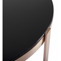 Art-deco kulatý konferenční stolek Brilia s kovovou rose gold konstrukcí a černým temperovaným sklem 80cm