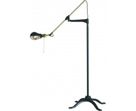 Polohovatelná stojací lampa Vidar ve zlatém moderním provedení s černým otočným kovovým ramenem 200cm