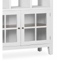 Luxusní masivní knihovna Blanc ze dřeva mindi v bílém provedení s poličkami, šuplíky a skleněnými dvířky 190cm