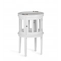 Luxusní rustikální barový stolek Blanc z masivního dřeva bílé barvy s úložným prostorem s dvířky a odnímatelným podnosem