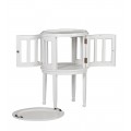 Luxusní kulatý barový stolek Blanc s odnímatelným podnosem z masivního dřeva mindi bílé barvy 78cm
