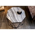 Moderní příruční stolek Diamond Marble s mramorovou vrchní deskou a černou kovovou podstavou 50cm