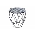 Designový příruční stolek Diamond Marble v moderním mramorovém provedení s kovovou podstavou černý