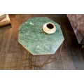 Art-deco příruční stolek Diamond Marble s kovovou podstavou ve zlaté barvě v provedení zelený mramor 50cm