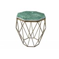 Moderní příruční stolek Diamond Marble z tyrkysově zeleného mramoru s podstavou z mosazi