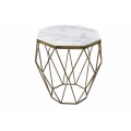 Art-deco stylový konfereční stolek Diamond Marble s mramorovým vzhledem a s mosaznou