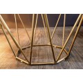 Designový konferenční stolek Solid Diamond z masivu v moderním stylu s kovovou podstavou ve zlaté barvě hnědý 50cm