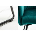 Moderní jídelní židle Amala se sametovým tyrkysovým čalouněním a černou kovovou podstavou 83cm