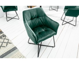 Designová moderní jídelní židle Amala se zeleným sametovým čalouněním a s černýma nohama z kovu 83cm