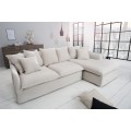 Moderní rohová sedačka Heaven do obývacího pokoje s čalouněním z přírodního lnu bílé barvy 255cm
