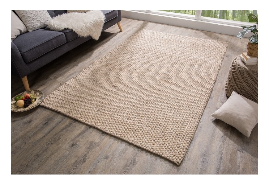 Moderní koberec Wool z měkkých vlněných vláken v béžovém odstínu 240cm
