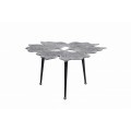 Designový konferenční stolek Ginko ve stylu art deco s deskou ve tvaru listu ginko s kovovými nožičkami stříbrný