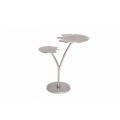 Art-deco stříbrný příruční stolek Ginko se dvěma deskami ve tvaru listu kovový 56cm