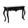 Barokní luxusní konzolový stolek Muriel ze dřeva a polyresinu v matné černé barvě s vyřezávaným zdobením 110cm