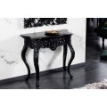 Luxusní konzolový stolek Muriel v barokním stylu černé barvy s ornamentálním vyřezáváním 85cm
