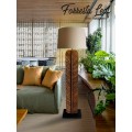 Designová stojací lampa Elegia s přírodní hnědou podstavou a béžovým stínítkem 180cm
