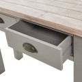 Masivní provensálský konzolový stolek Greytone v šedé barvě s hnědou povrchovou deskou 100cm