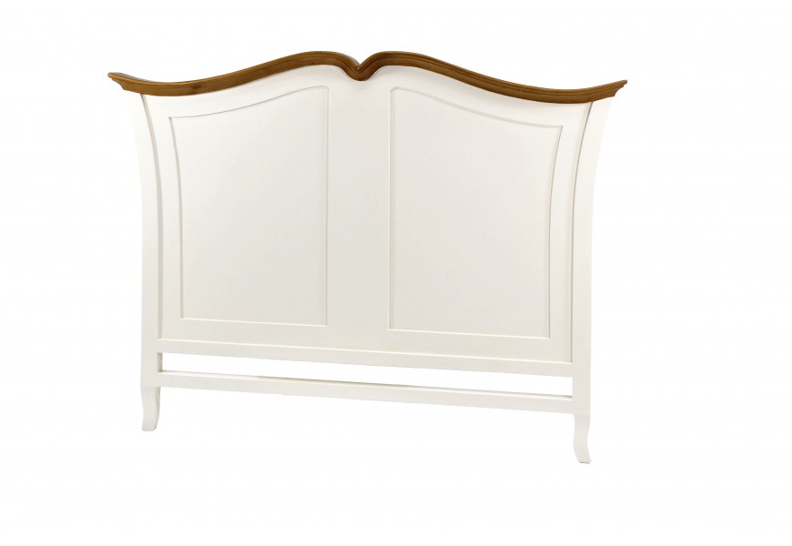 Designové tvarované čelo postele Antibes II z mahagonového masivu ve stylu provence bílé