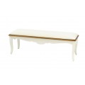Luxusní lavice Antibes v provence stylu z masivního dřeva s hnědým rámem s tvarovanými nožičkami krémová bílá