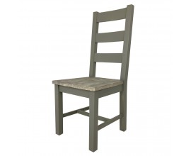 Designová venkovská židle Greytone v hnědo-šedém provedení z masivního dřeva